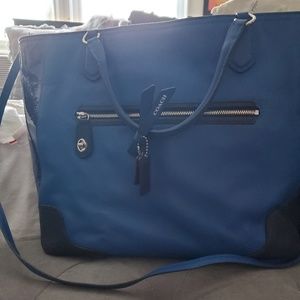 Authentic Coach blue leather handbag